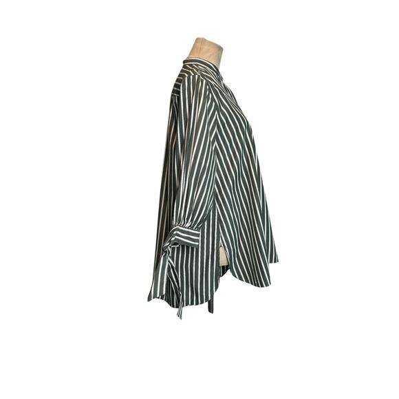 Ann Mashburn white gray stripes 3/4 sleeves tunic blouse size Small - Picture 4 of 15